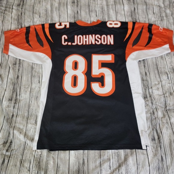 Reebok NFL Cincinnati Bengals Jersey Mens Size 52 Black C. Johnson Football #85 - Picture 1 of 10